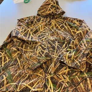 Vintage Men's Hooded Camouflage Hunting  Jacket - Brown/Green camo 3Xl